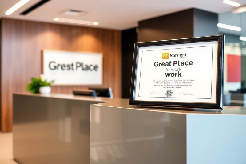 现代化办公室的最佳工作场所认证奖杯