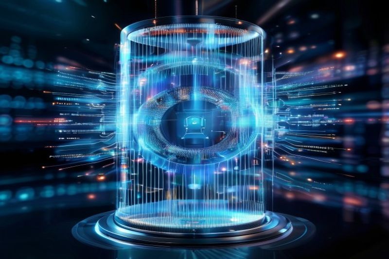 Representación futurista de la resiliencia cuántica de la IA que protege las redes neuronales