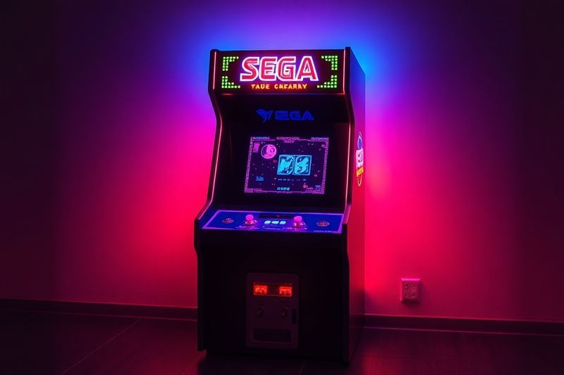 复古世嘉街机焕发出数字能量和 OutRun 蒸汽波美学