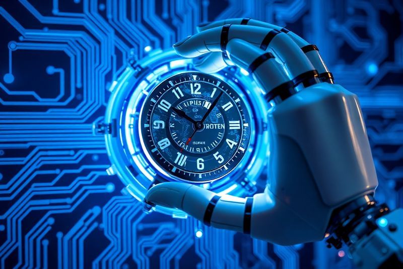 机器人手修复数字钟表机构，代表遗留软件架构正在复兴