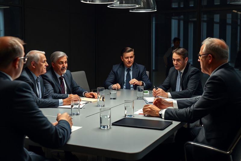 Altos ejecutivos de empresas en una reunión de la junta directiva que demuestra responsabilidad de liderazgo