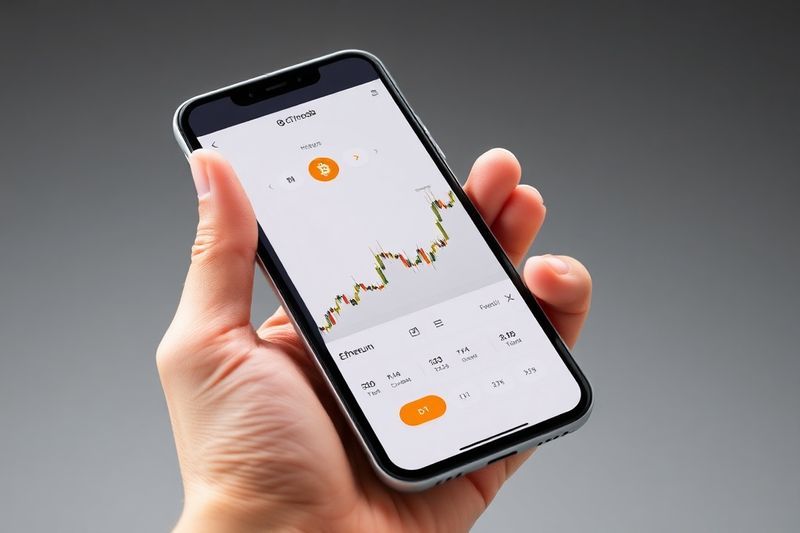 Interfaz de aplicación de teléfono inteligente para el comercio de criptomonedas de Charles Schwab