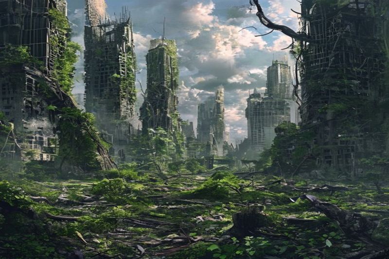 广阔的后世界末日开放世界景观