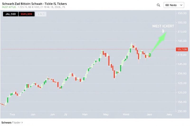 Gráfico del mercado de valores que compara el desempeño de las acciones de Schwab con las tendencias de Bitcoin