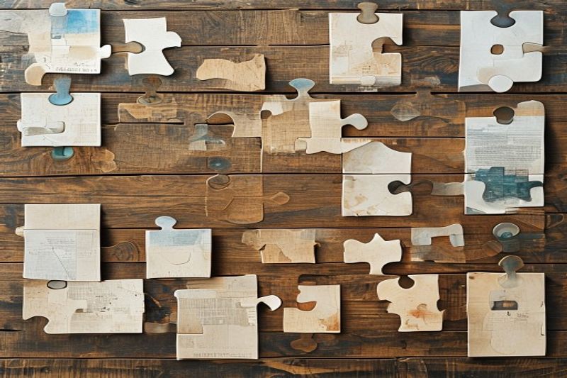 The tactile interface of Puzzle Spy International showing moveable puzzle pieces