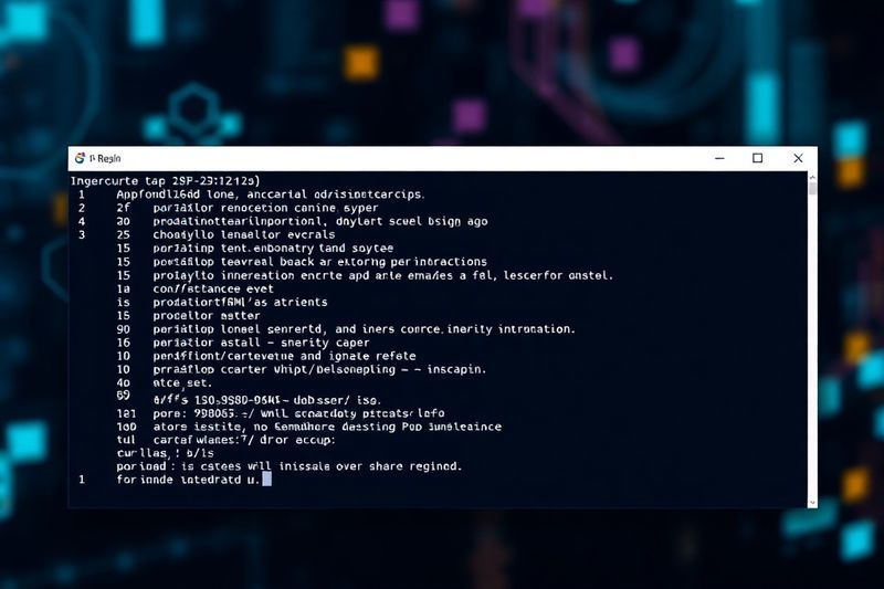 Ventana de terminal compleja con texto verde escrito por una mano invisible
