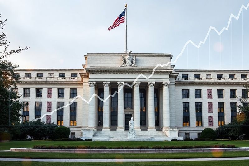 美联储大楼与代表 2026 年经济政策的生产率图表