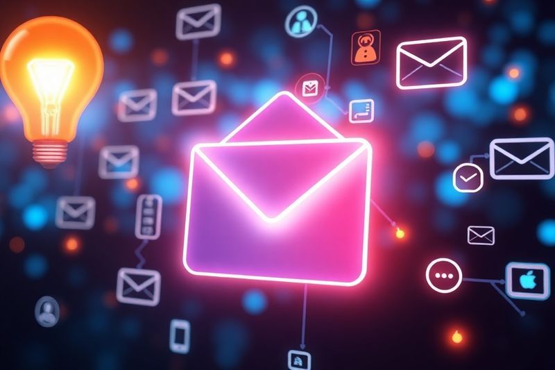 Una bandeja de entrada digital con íconos de bombillas brillantes que representan el marco de Bright Ideas