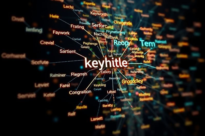 Mapa visual avanzado de palabras clave SEO y entidades semánticas interconectadas